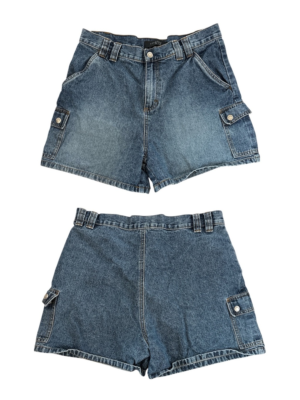 Vintage Y2K 90s High Waist Cargo Pocket Denim Shorts Riveted By Lee